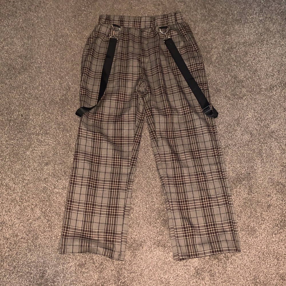 Vintage plaid SHIEN overall pants.